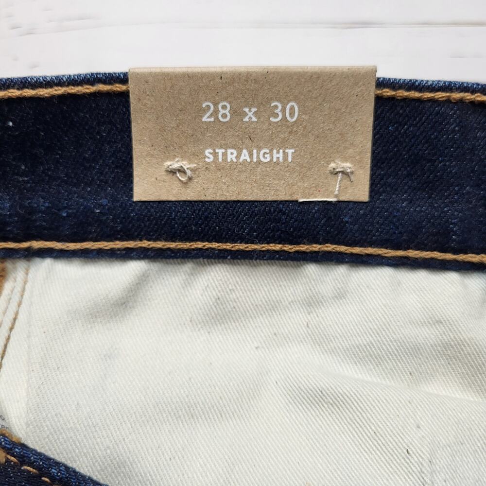 Madewell Mens Straight Jeans Dark Rinse Wash Relaxed Flex Denim Button Zip 28x30 - Picture 10 of 12